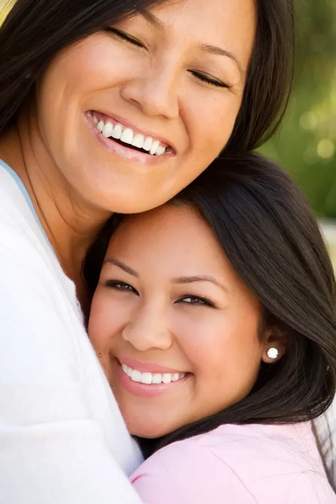 mother and daughter hug